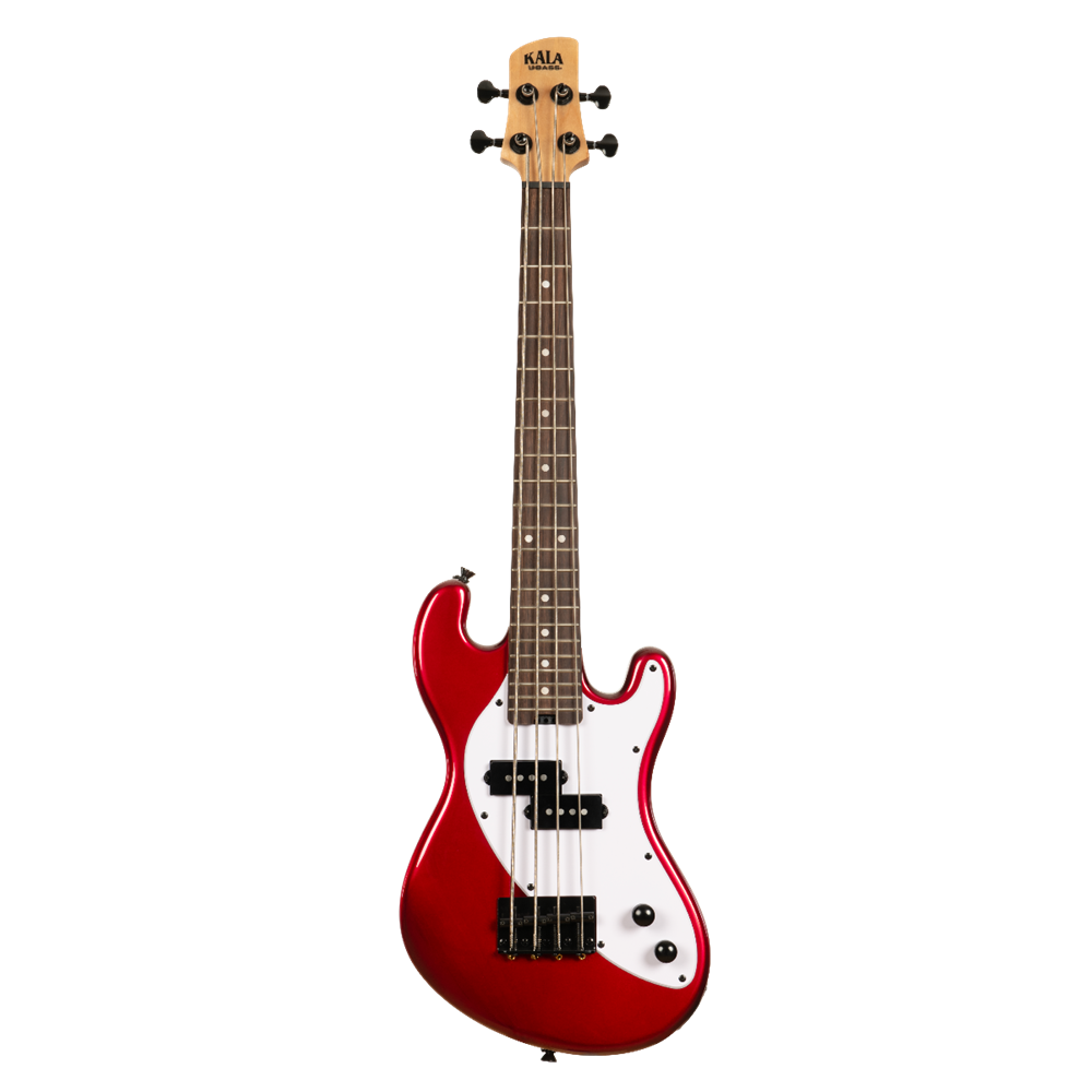 UKELELE KALA U-BASS DE CUERPO MACIZO ROJO DE 4 CUERDAS
