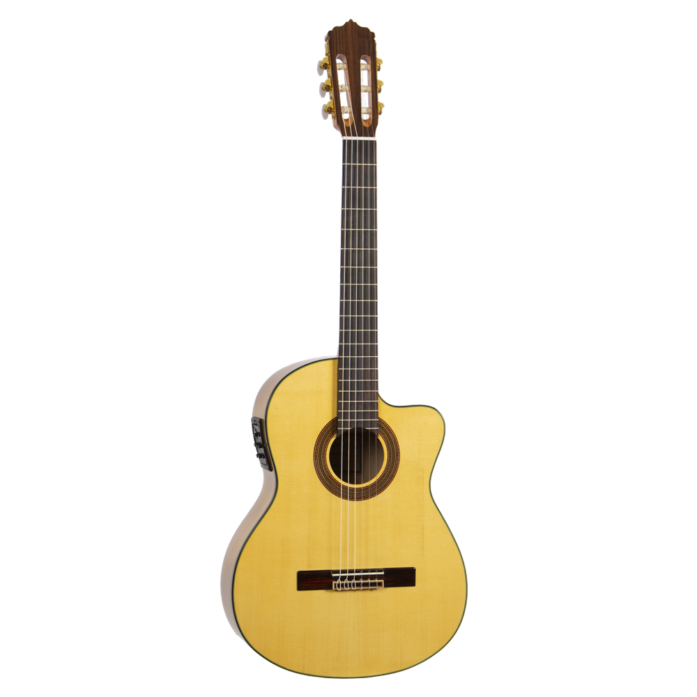 F80-EQ - GUITARRA FLAMENCA AMPLIFICADA CUTAWAY PREVIO DOUBLE JOSE GOMEZ SICOMORO MODELO 2025
