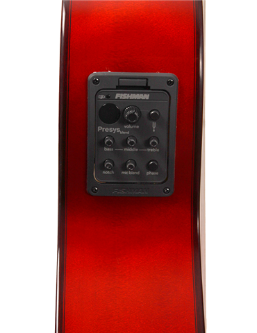 F90-R-EQ - GUITARRA FLAMENCA AMPLIFICADA  CUTAWAY JOSE GOMEZ SICOMORO TAPA SOLIDA ROJA MODELO 2025 2