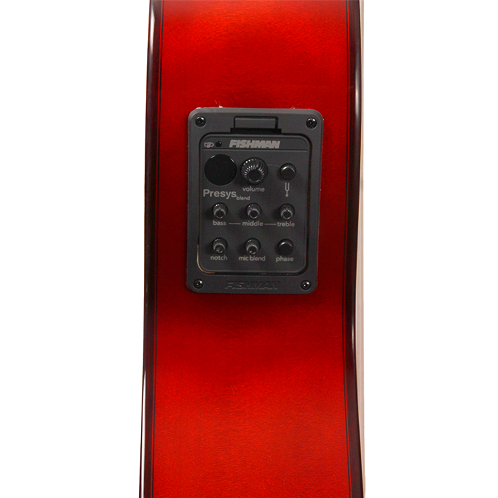 F90-R-EQ - GUITARRA FLAMENCA AMPLIFICADA  CUTAWAY JOSE GOMEZ SICOMORO TAPA SOLIDA ROJA MODELO 2025