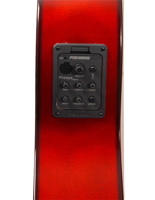 F90-R-EQ - GUITARRA FLAMENCA AMPLIFICADA  CUTAWAY JOSE GOMEZ SICOMORO TAPA SOLIDA ROJA MODELO 2025