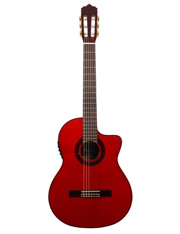 F80NAC-CEQ-ROJA - GUITARRA FLAMENCA JOSE GOMEZ AMPLIFICADA CAJA ESTRECHA ROJA