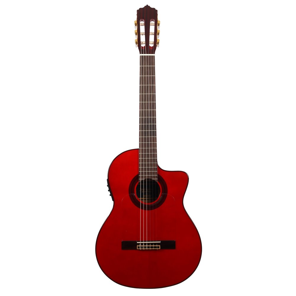 F80NAC-CEQ-ROJA - GUITARRA FLAMENCA JOSE GOMEZ AMPLIFICADA CAJA ESTRECHA ROJA