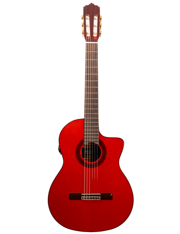 F80-CEQ-ROJA - GUITARRA FLAMENCA AMPLIFICADA CUTAWAY PREVIO DOUBLE JOSE GOMEZ SICOMORO ROJA MODELO 2026 2