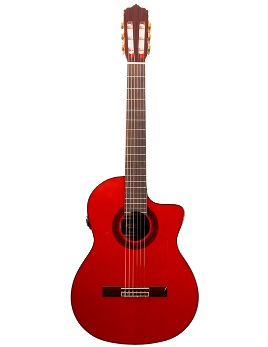 F80-CEQ-ROJA - GUITARRA FLAMENCA AMPLIFICADA CUTAWAY PREVIO DOUBLE JOSE GOMEZ SICOMORO ROJA MODELO 2026