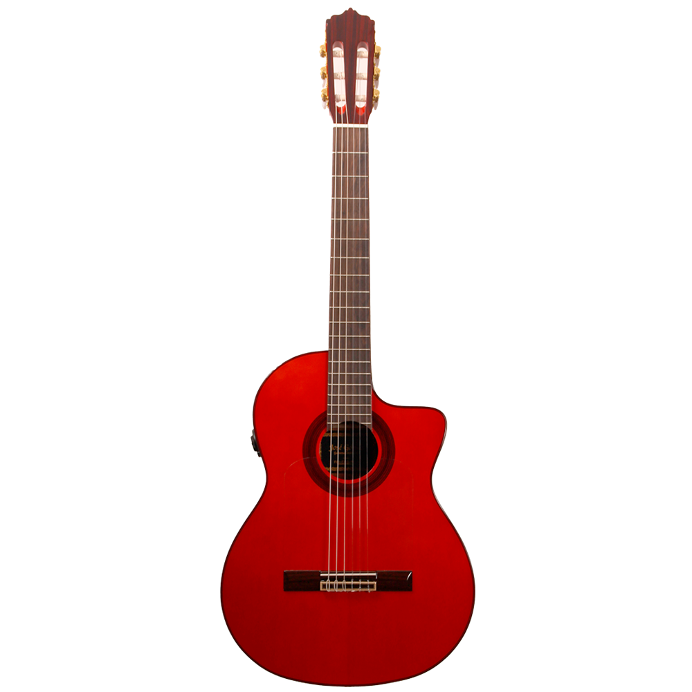 F90-R-EQ - GUITARRA FLAMENCA AMPLIFICADA  CUTAWAY JOSE GOMEZ SICOMORO TAPA SOLIDA ROJA MODELO 2025