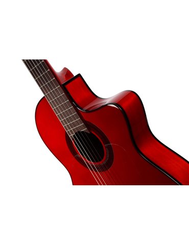 F80NAC-CEQ-ROJA - GUITARRA FLAMENCA JOSE GOMEZ AMPLIFICADA CAJA ESTRECHA ROJA 2
