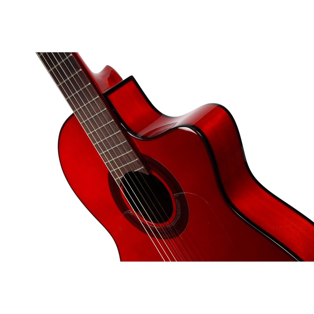 F80NAC-CEQ-ROJA - GUITARRA FLAMENCA JOSE GOMEZ AMPLIFICADA CAJA ESTRECHA ROJA