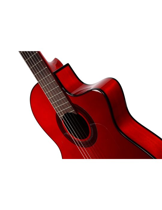 F80NAC-CEQ-ROJA - GUITARRA FLAMENCA JOSE GOMEZ AMPLIFICADA CAJA ESTRECHA ROJA