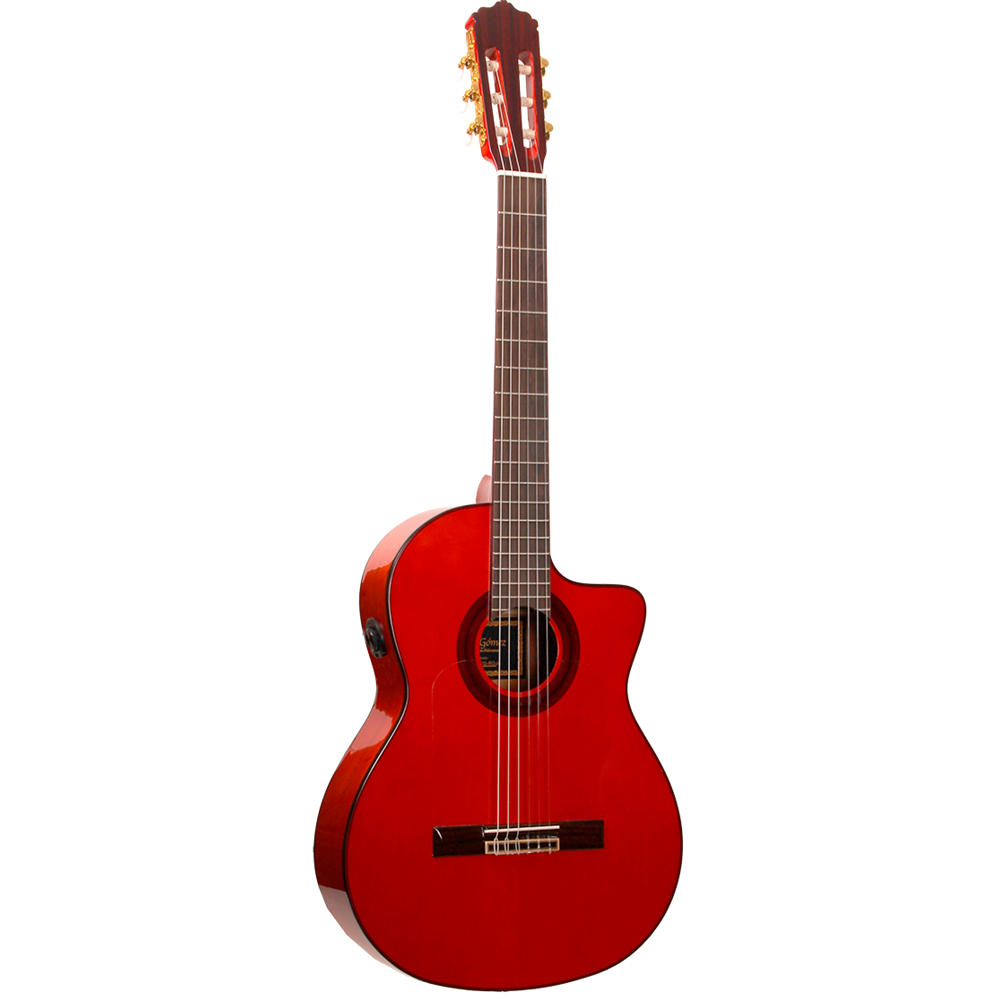 F80-CEQ-ROJA - GUITARRA FLAMENCA AMPLIFICADA CUTAWAY PREVIO DOUBLE JOSE GOMEZ SICOMORO ROJA MODELO 2026