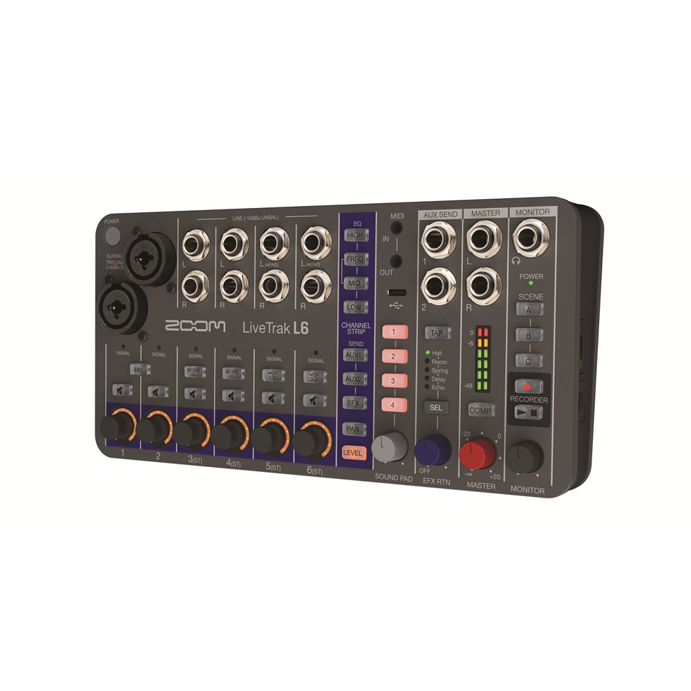 L6 LiveTrak - Mesa digital 10 canales (2 mono + 4 estéreo) - 32 bits con coma flotante