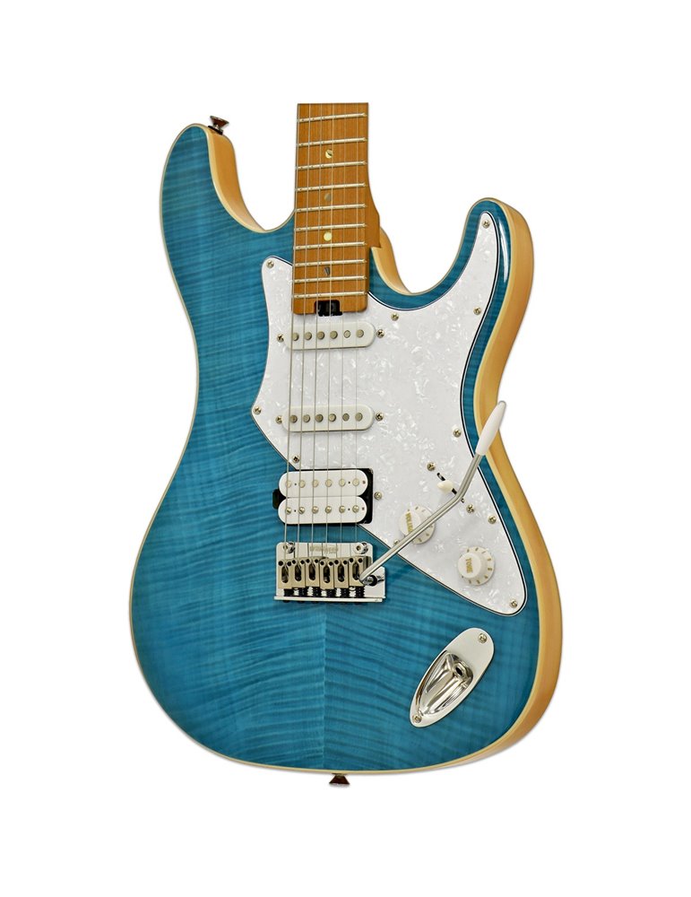 GUITARRA ELÉCTRICA ARIA ST 714-MK2-FULLERTON AZUL TRANSLÚCIDA