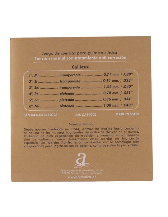 JUEGO DE CUERDAS ADMIRA PARA GUITARRA CLÁSICA