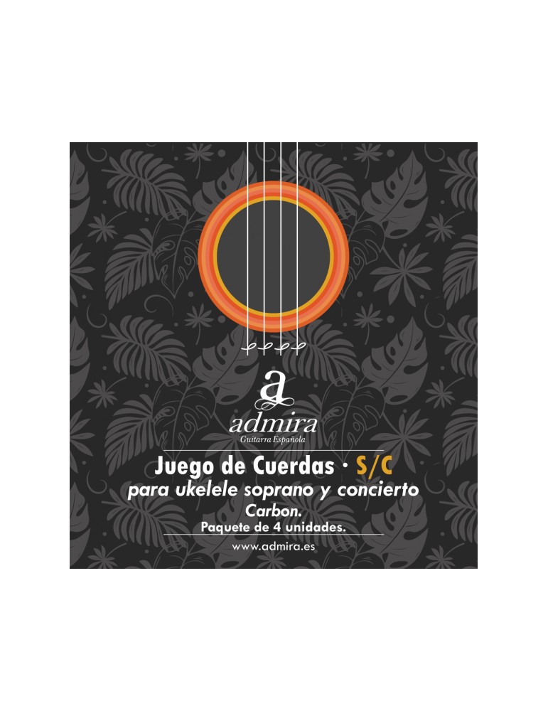 JUEGO DE CUERDAS ADMIRA PARA UKELELE SOPRANO Y CONCIERTO CA500UKCSC CARBON