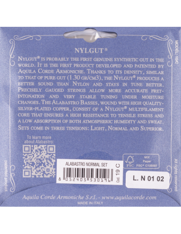 JUEGO DE CUERDAS AQUILA PARA GUITARRA CLÁSICA 19C ALABASTRO TENSIÓN NORMAL 2