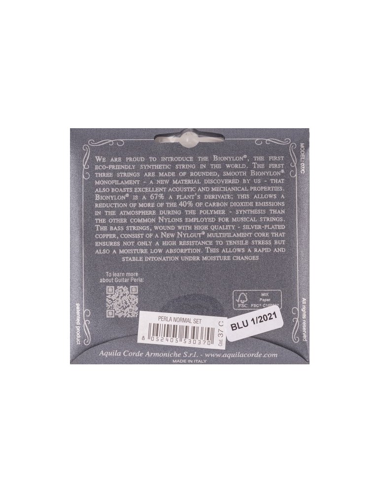 JUEGO DE CUERDAS AQUILA PARA GUITARRA CLÁSICA 37C PERLA TENSIÓN NORMAL