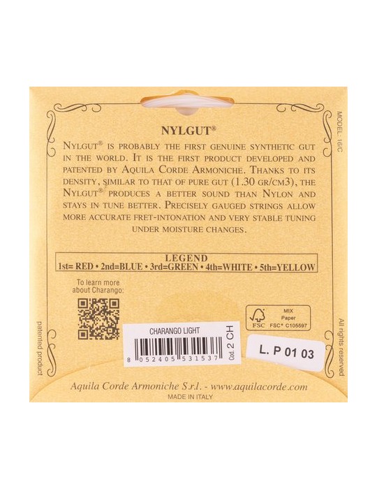 JUEGO DE CUERDAS AQUILA PARA CHARANGO 2CH TENSIÓN LIGERA