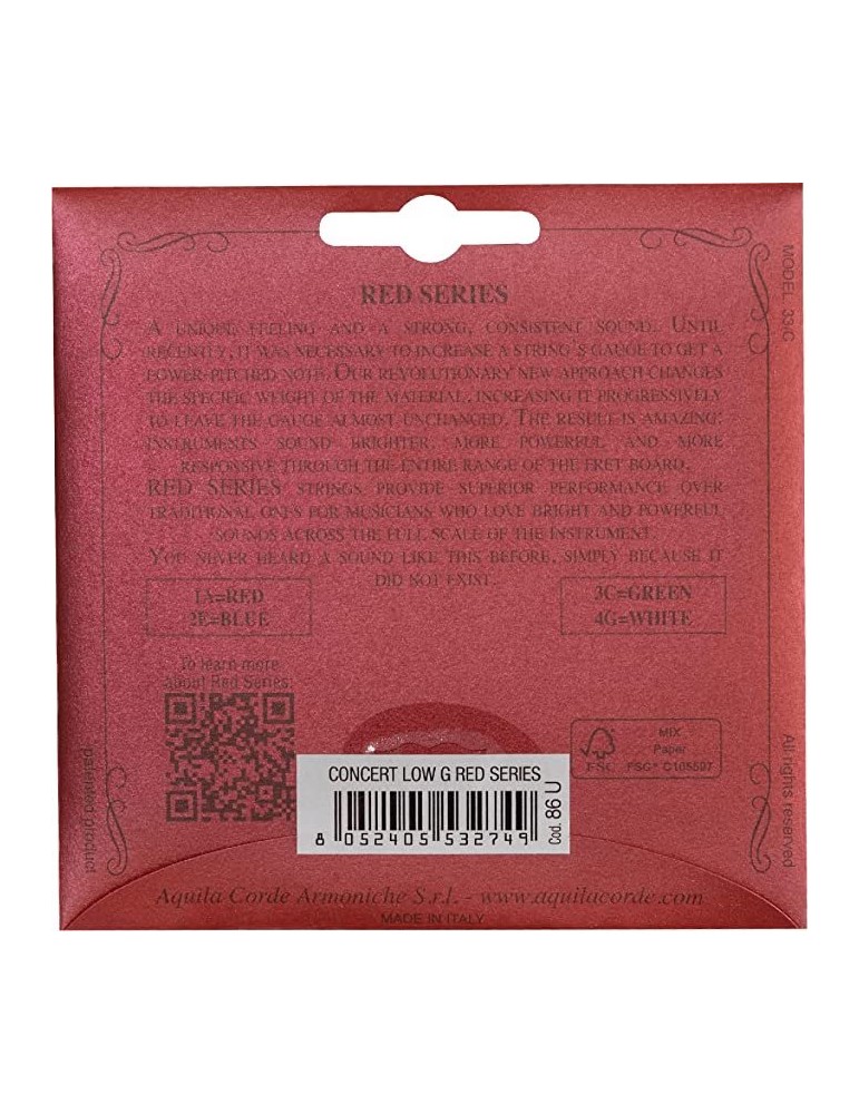 JUEGO DE CUERDAS AQUILA PARA UKELELE CONCIERTO SOL GRAVE LOW