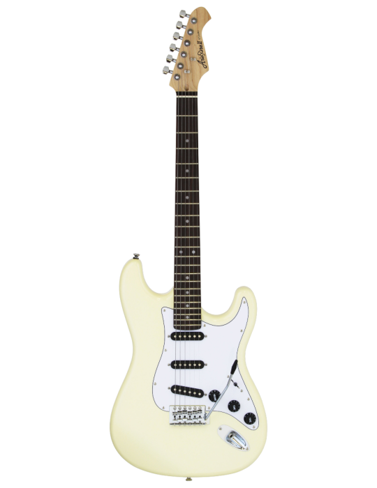 GUITARRA ELÉCTRICA ARIA TIPO STRATOCASTER BLANCA VINTAGE