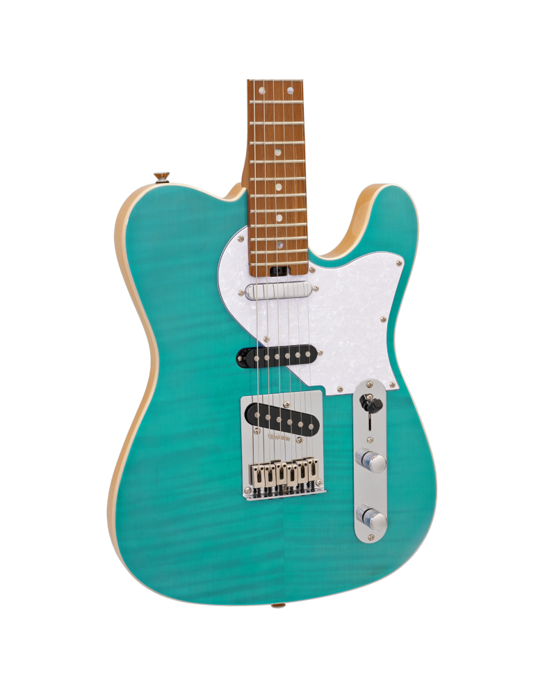 GUITARRA ELÉCTRICA ARIA TC 615-MK2-NASHVILLE AZUL TURQUESA TRANSLÚCIDA