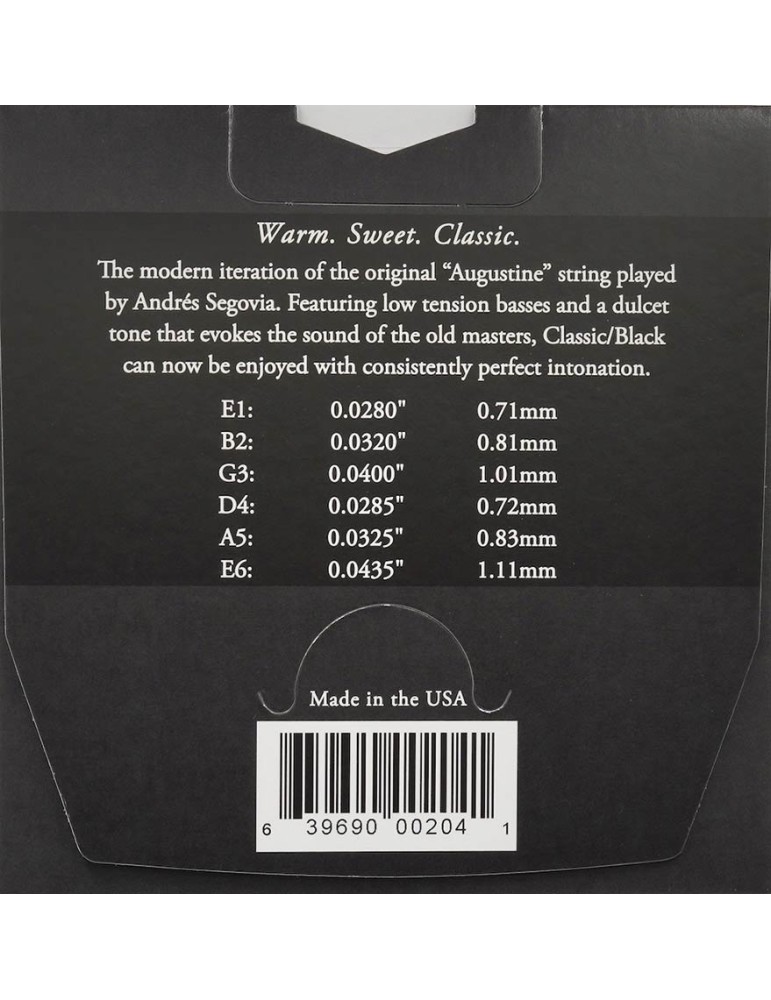 JUEGO DE CUERDAS AUGUSTINE BLACK CLASSIC REGULAR LIGHT