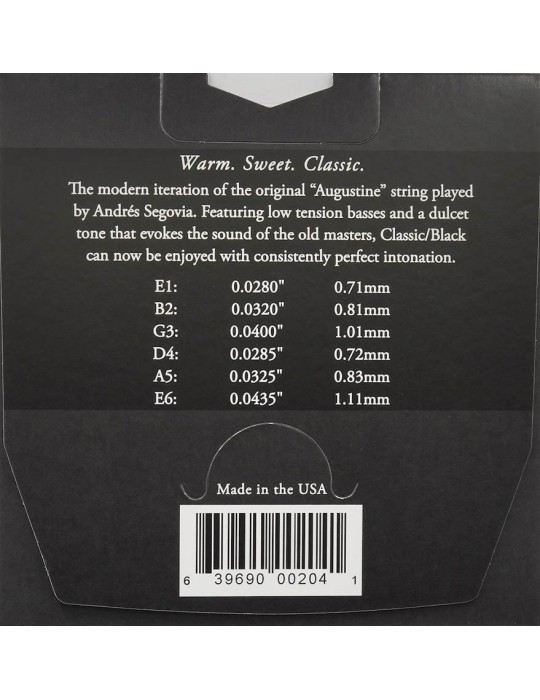JUEGO DE CUERDAS AUGUSTINE BLACK CLASSIC REGULAR LIGHT