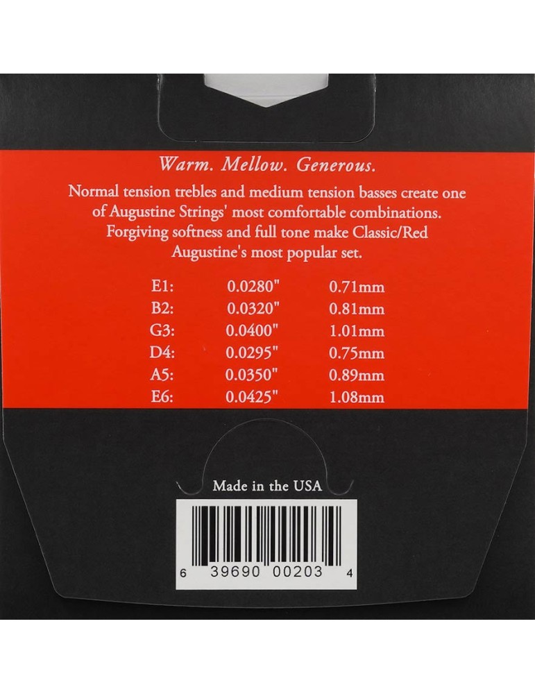 JUEGO DE CUERDAS AUGUSTINE RED CLASSIC REGULAR/MEDIUM
