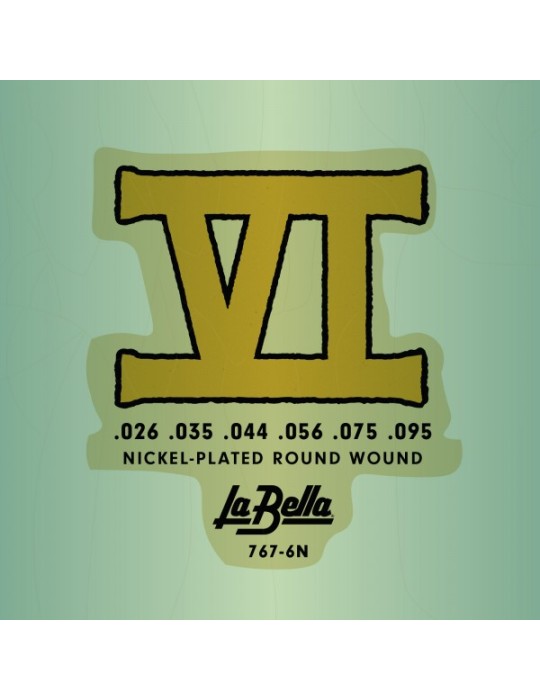 JUEGO DE CUERDAS LA BELLA BAJO VI NICKEL PLATED ROUND WOUND