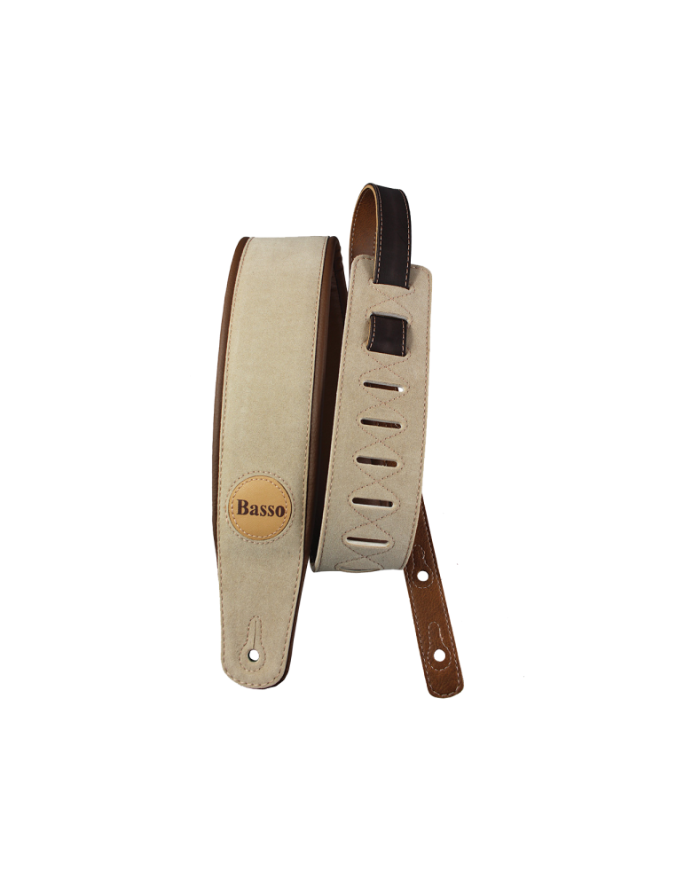 CORREA BASSO PARA GUITARRA Y BAJO SERIE ANTE SINTÉTICO BEIGE ACOLCHADA