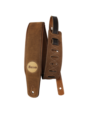 CORREA BASSO PARA GUITARRA Y BAJO SERIE ANTE SINTÉTICO MARRÓN ACOLCHADA