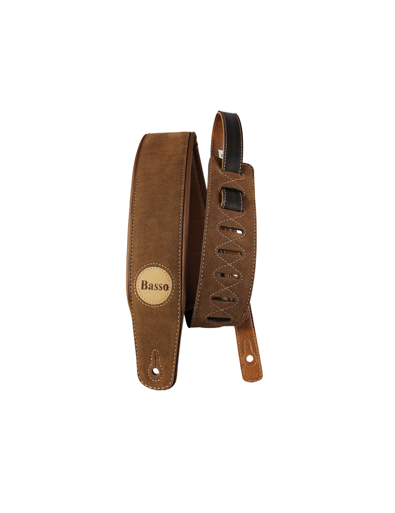 CORREA BASSO PARA GUITARRA Y BAJO SERIE ANTE SINTÉTICO MARRÓN ACOLCHADA