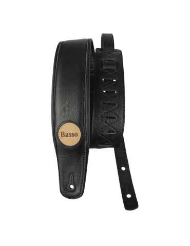 CORREA BASSO PARA GUITARRA Y BAJO SERIE CUERO NEGRA