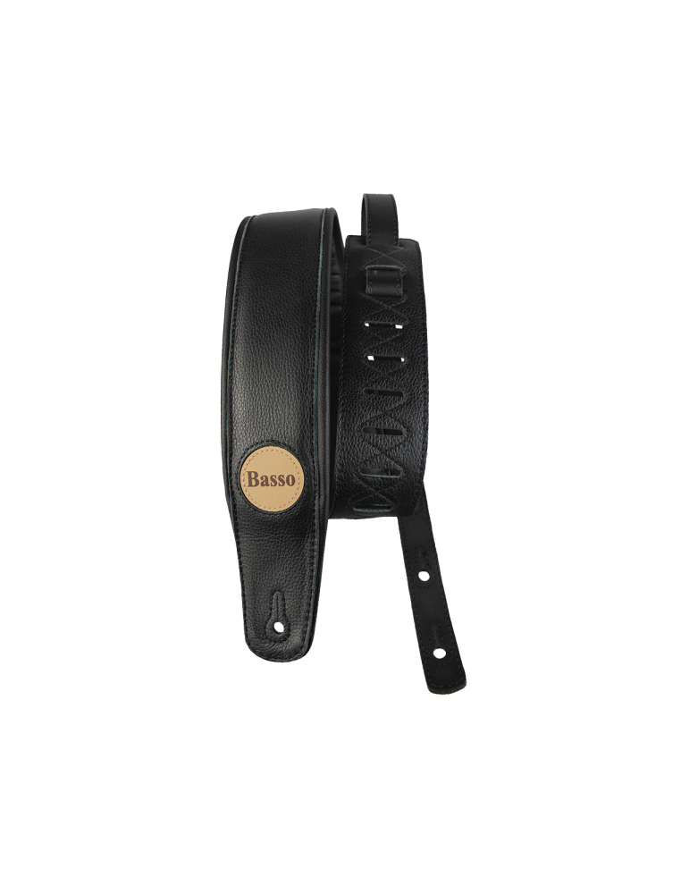 CORREA BASSO PARA GUITARRA Y BAJO SERIE CUERO NEGRA