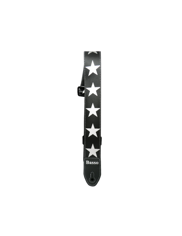 CORREA BASSO PARA GUITARRA Y BAJO SERIE SERIGRAFIADA NEGRO ESTRELLA