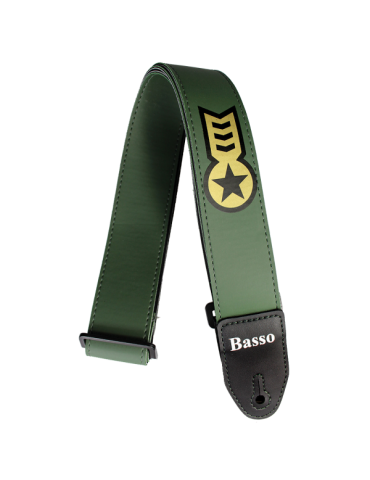 CORREA BASSO PARA GUITARRA Y BAJO SERIE SERIGRAFIADA VERDE MILITAR
