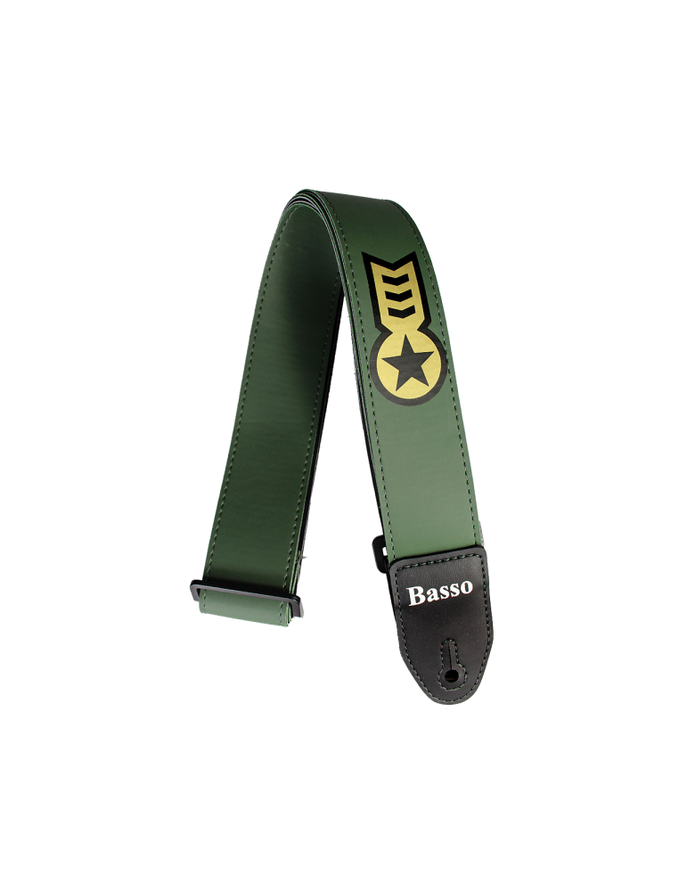 CORREA BASSO PARA GUITARRA Y BAJO SERIE SERIGRAFIADA VERDE MILITAR