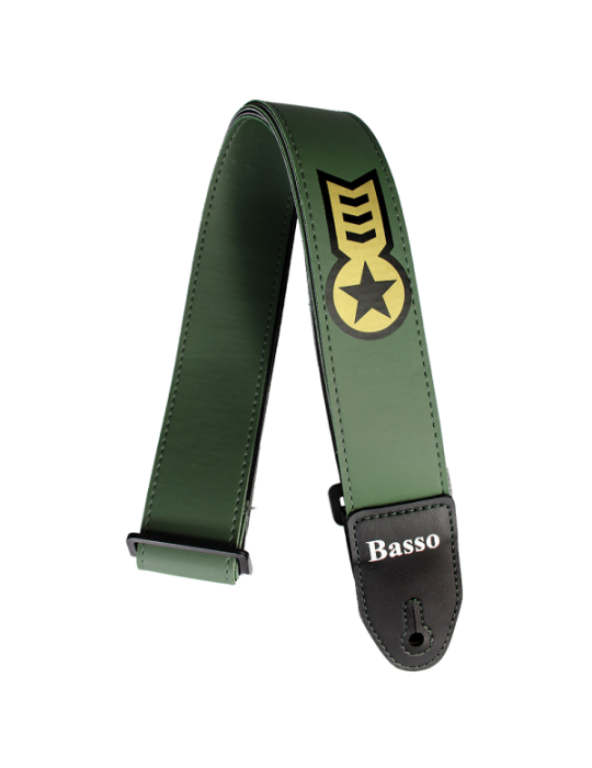 CORREA BASSO PARA GUITARRA Y BAJO SERIE SERIGRAFIADA VERDE MILITAR