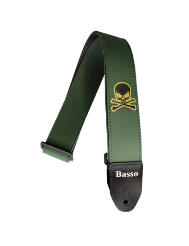 CORREA BASSO PARA GUITARRA Y BAJO SERIE SERIGRAFIADA VERDE CALAVERA