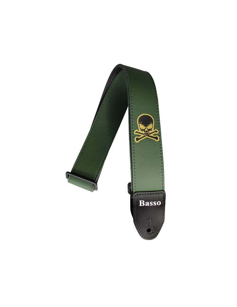 CORREA BASSO PARA GUITARRA Y BAJO SERIE SERIGRAFIADA VERDE CALAVERA