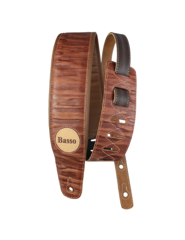 CORREA BASSO PARA GUITARRA Y BAJO SERIE CUERO MARRÓN RÚSTICO