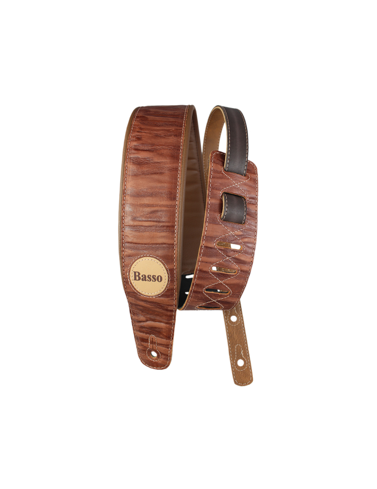 CORREA BASSO PARA GUITARRA Y BAJO SERIE CUERO MARRÓN RÚSTICO