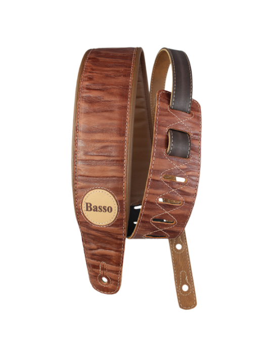 CORREA BASSO PARA GUITARRA Y BAJO SERIE CUERO MARRÓN RÚSTICO