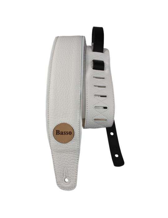 CORREA BASSO PARA GUITARRA Y BAJO SERIE CUERO BLANCO