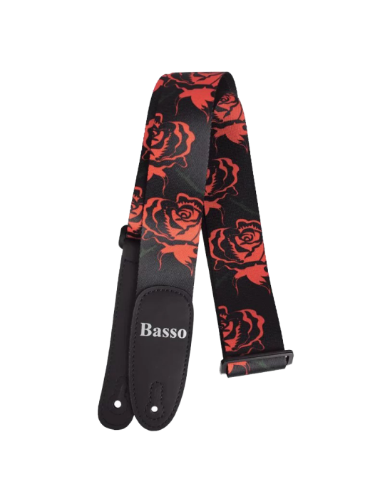 CORREA BASSO PARA GUITARRA Y BAJO RED ROSES POP ART