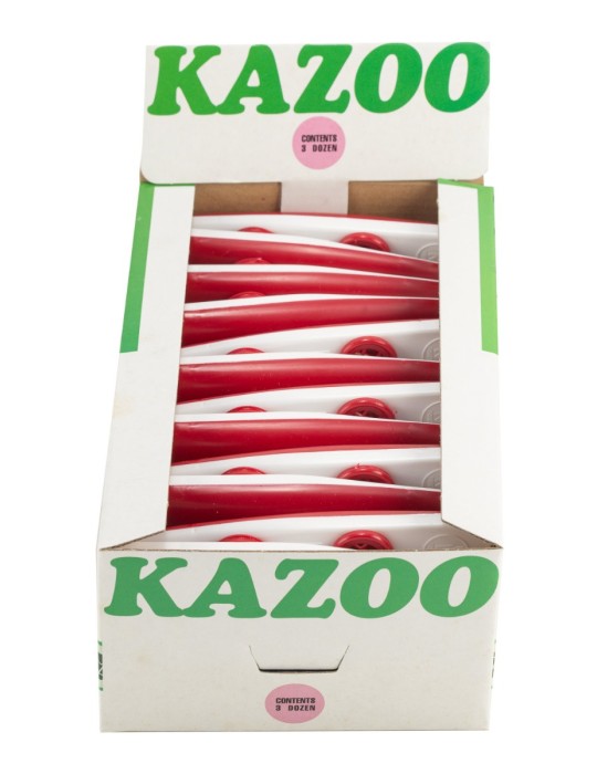 CAJA COMPLETA DE 36 KAZOOS DE PLÁSTICO BM