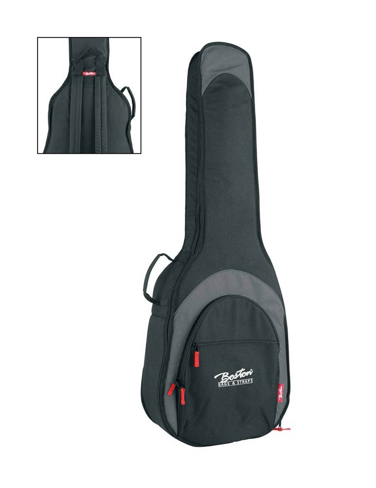 FUNDA BOSTON PARA BAJO ACÚSTICO NEGRA Y GRIS