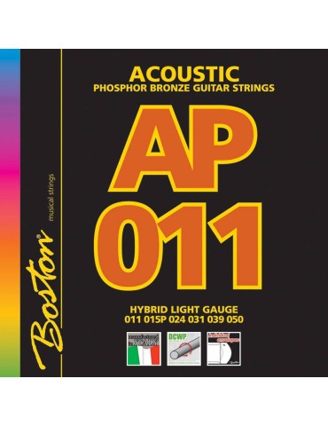 JUEGO DE CUERDAS BOSTON PARA GUITARRA ACÚSTICA FÓSFORO BRONCE 011-050