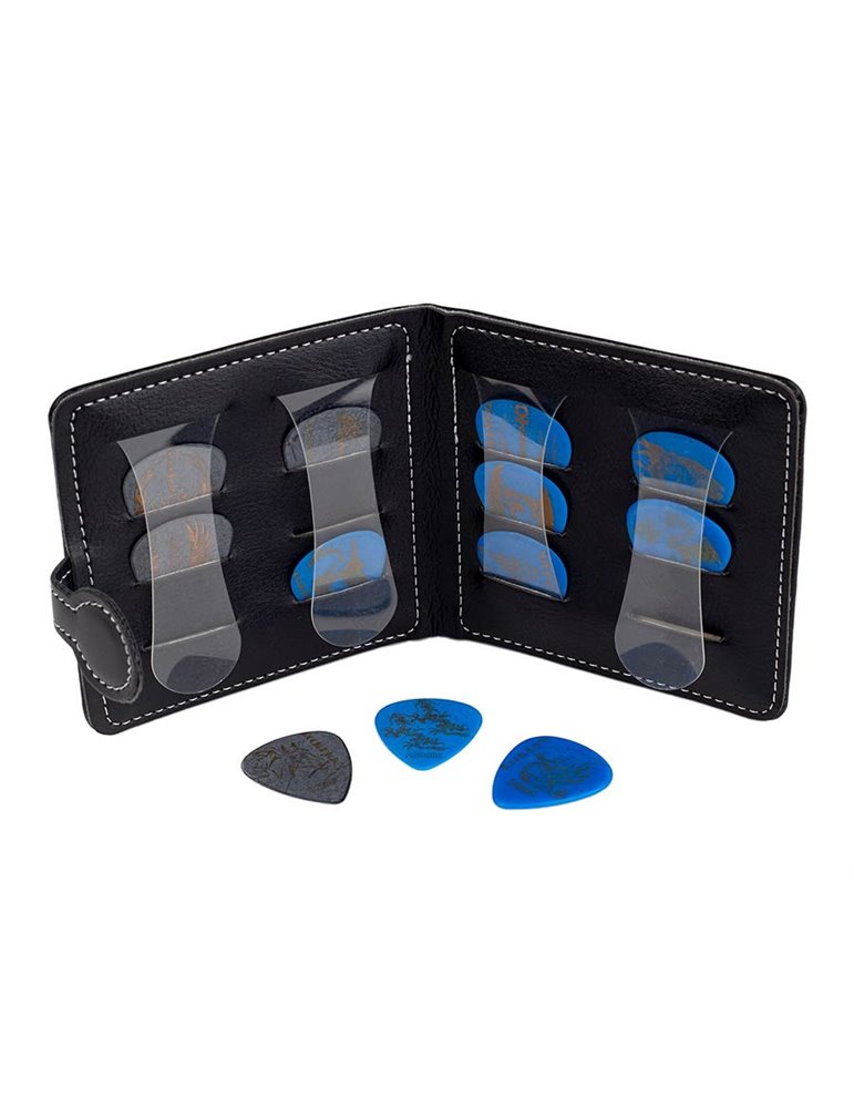 FUNDA BOSTON PARA PÚAS PVC NEGRO Y AZUL +12 púas