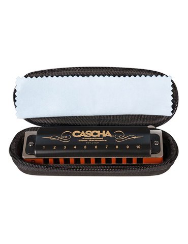professional blues harmonica in D, incl. case and 2