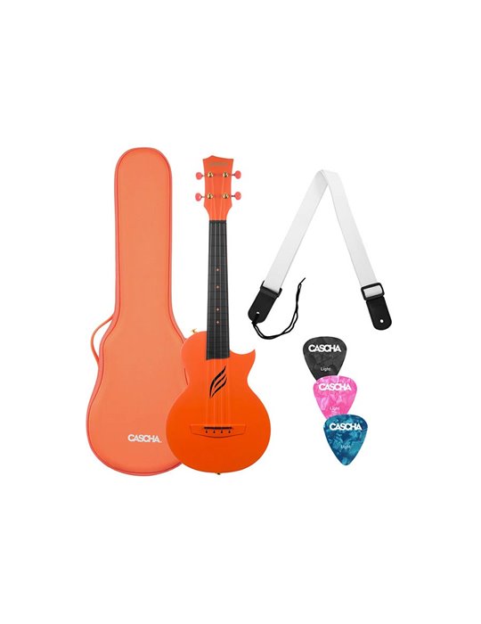 UKELELE DE CONCIERTO CASCHA NARANJA DE FIBRA DE CARBONO